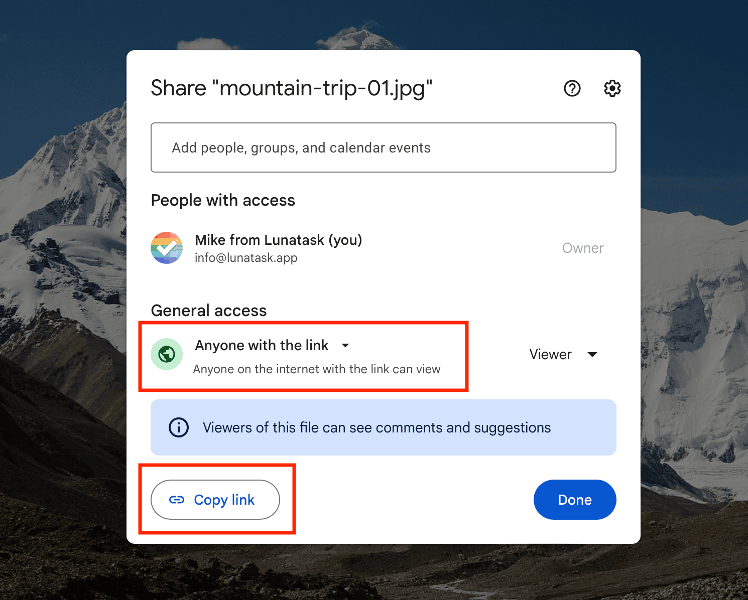 Embed image from Google Drive