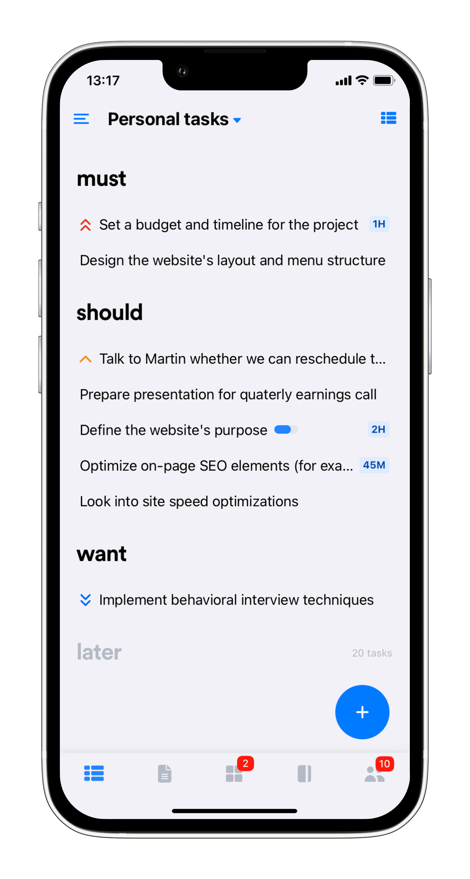 Task list
