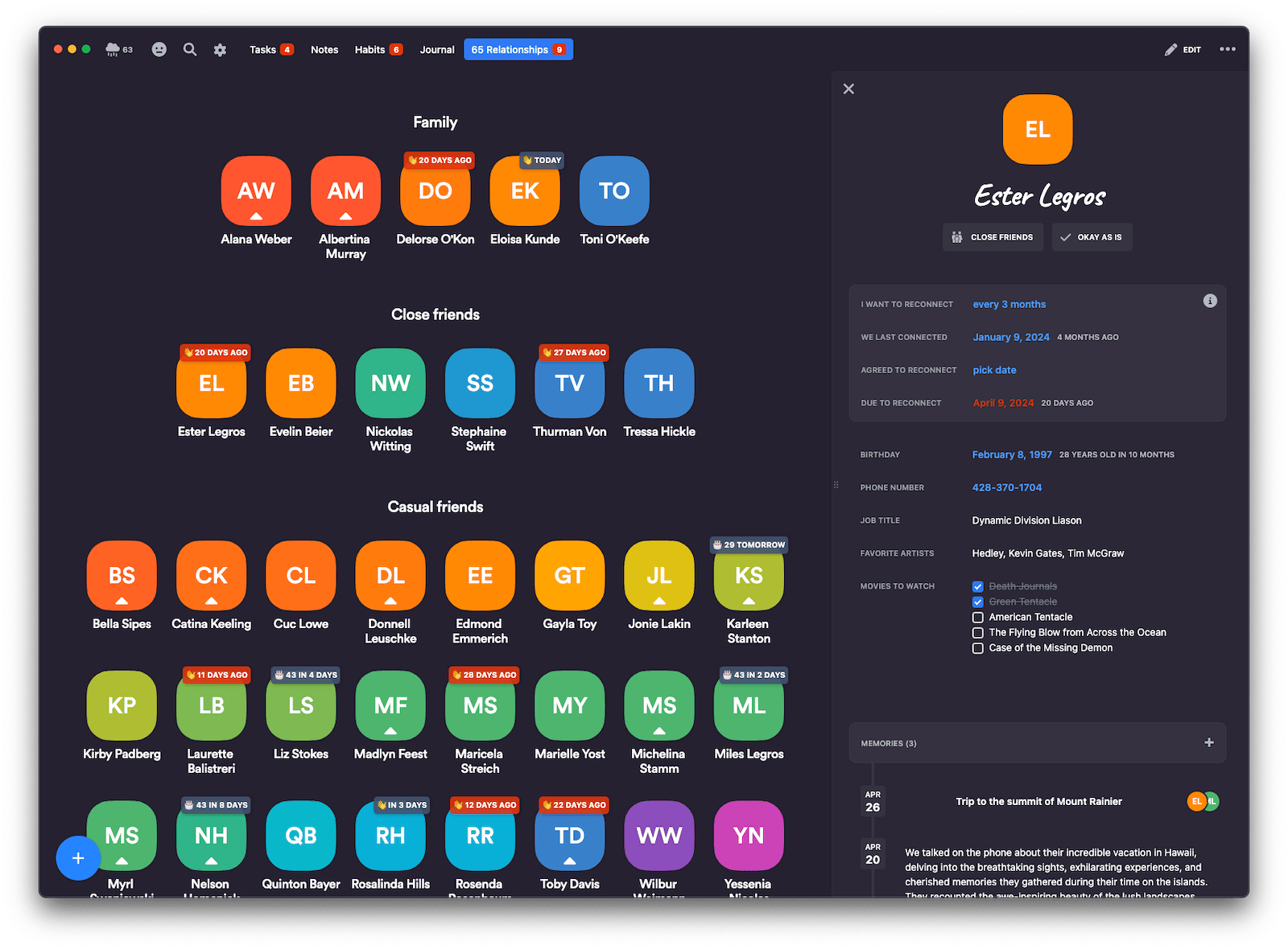 Relationship tracking